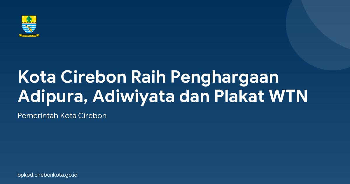 Kota Cirebon Raih Penghargaan Adipura, Adiwiyata dan Plakat WTN