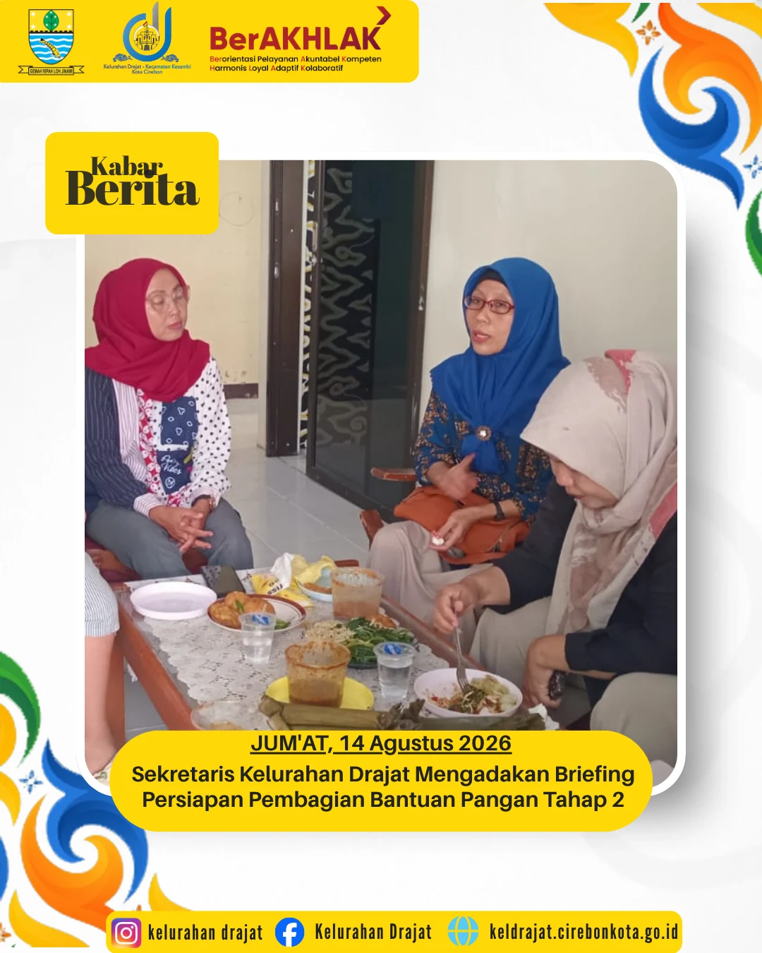 Sekretaris Kelurahan Drajat Mengadakan Briefing
Persiapan Pembagian Bantuan Pangan Tahap 2